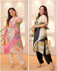 Premium Digital Printed Kurti Set with Handwork Neckline – Trendy & Festive