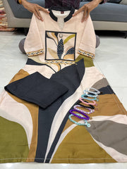 Premium Digital Printed Kurti Set with Handwork Neckline – Trendy & Festive