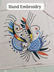 Beautiful Baby Pink Pure Cotton Kurta Set with Hand Embroidery – Full Floral Elegance