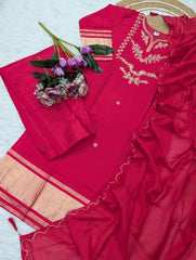 KALGEE Women’s Pure Lagdi Viscose Silk Embroidered Kurta Set | Heavy Sequence Work | Chanderi Bottom & Embroidered Dupatta | Premium Festive Wear