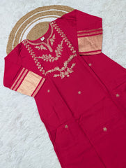 KALGEE Women’s Pure Lagdi Viscose Silk Embroidered Kurta Set | Heavy Sequence Work | Chanderi Bottom & Embroidered Dupatta | Premium Festive Wear